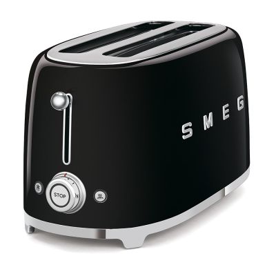 2. Smeg TSF02BLEU Toaster, schwarz, 4 Scheiben, Metallgehäuse