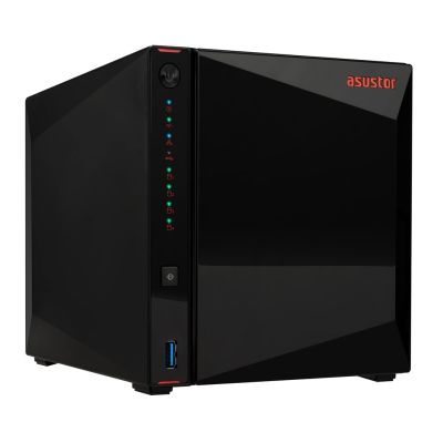 13. AS5404T NAS; Tower; 4x (3,5" SATA HDD/ 2,5" SSD); Intel Celeron N5105; 4 GB DDR4 SODIMM (max. 16 GB), 2x 2,5-GbE, 4x M.2 2280 NVMe PCIe 3.0, 3x USB 3.2 Gen, 1x HDMI 2.0b
