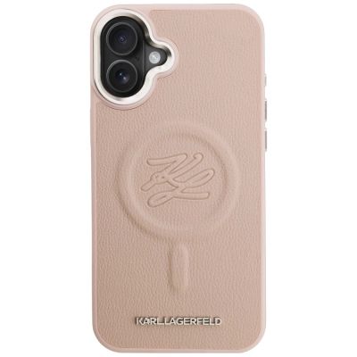 3. Karl Lagerfeld MagSafe Hülle mit Initialen und Metalllogo für iPhone 16 Plus – Pink