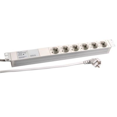 2. EFB 19" 1HE Steckdosenleiste 6 x CEE 7/3, mit Gerätevollsch