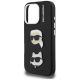 6. Karl Lagerfeld FW Grained Karl & Choupette Heads Pins Hülle für iPhone 16 Pro Max - Schwarz
