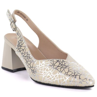 Beige Lederpumps mit Riemen, Campbell 35306