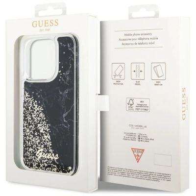 8. Guess GUHCP14LLCSGSGK iPhone 14 Pro 6,1" schwarz/schwarzes Hardcase Liquid Glitter Marble