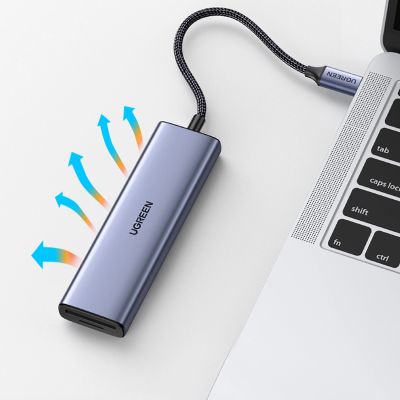 4. HUB Ugreen CM511 20956A 6in1 USB-C – HDMI / 3x USB-A 3.0 / SD/TF-Kartenleser – Grau