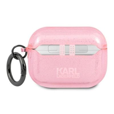 2. Karl Lagerfeld Glitzer Karl's Head Case für AirPods Pro – Pink