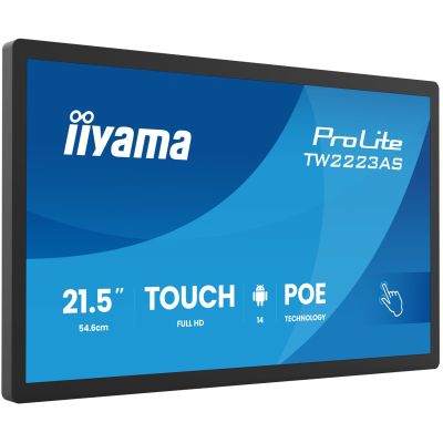 2. iiyama TW2223AS-B3P Digital Signage-Display, interaktives Flachbildschirm-Display, 54,6 cm (21,5 Zoll), Wi-Fi, 450 cd/m² Full HD, schwarzer Touchscreen, integrierter Prozessor, Android, 24/7-Betrieb