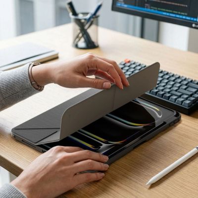 8. AmazingThing Titan Pro Hülle für iPad Pro 11" M5 mit 720° drehbarem Ständer und Stifthalter - Schwarz