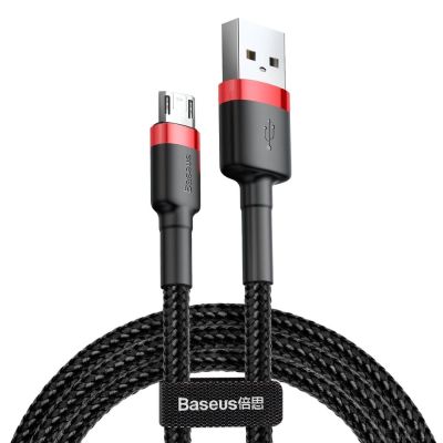 5. Baseus Cafule Cable strapazierfähiges Nylonkabel USB / Micro USB 2A 3M schwarz-rot (CAMKLF-H91)