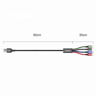15. Baseus Kabel USB 4in1 Kabel, 2x Lightning / USB Typ C / Micro USB, Nylon geflochten 3.5A 1.2m schwarz (CA1T4-A01)