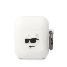 Karl Lagerfeld KLA2RUNCHH AirPods 1/2 Cover weiß/weiß Silikon Choupette Head 3D