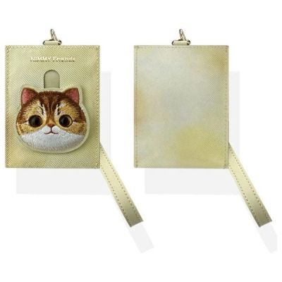 3. Nimmy Big Eyed Pet 2.0 Kartenetui mit Katzenmotiv, Beige