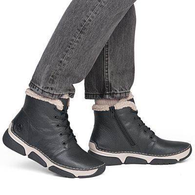 5. Damen-Ankle-Boots aus Leder, gefüttert, schwarz, Rieker 45946-00
