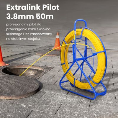 5. Extralink Pilot-Kabelzieher, Pilot 3,8 mm, 50 m, GFK-Glasfaser, Durchmesser 3,8 mm, Länge 50 m, Gelb