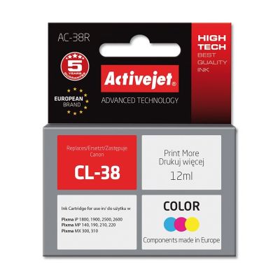 Activejet AC-38R Tinte (Ersatz für Canon CL-38; Premium; 12 ml; Farbe)