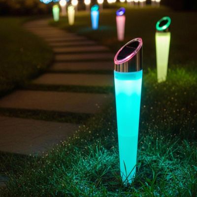 12. Solar-Wegeleuchte, 4 LEDs, 2 Farben, 32,5 cm