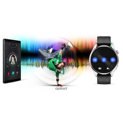 12. GIEWONT Vertex SmartCall GW450-4 Silber/Carbon Silikon Smartwatch