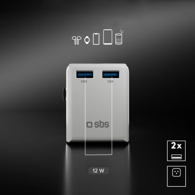 8. SBS Universal-Reiseadapter – EU 2xUSB-A – weiß