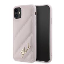 Karl Lagerfeld Diagonal Quilted Script Hülle für iPhone 11 / Xr – Rosa