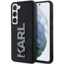 Karl Lagerfeld 3D Rubber Glitter Logo Hülle für Samsung Galaxy S24 – Schwarz