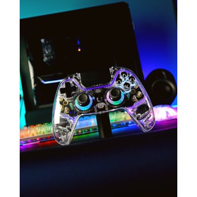2. Deltaco Gaming GAM-169-T Transparenter Bluetooth/USB-Gamecontroller für Android, Nintendo Switch, PC, PlayStation 4 und iOS