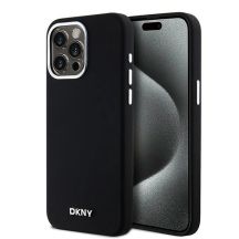 DKNY Flüssigsilikon-Hülle mit kleinem Metalllogo und MagSafe-Funktion für iPhone 14 Pro Max – Schwarz