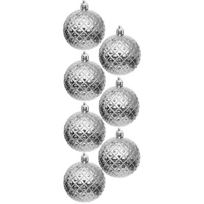 47. Dekorative Kunststoffkugeln, 6 cm, Set mit 35 Stück, silberfarben