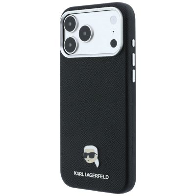2. Karl Lagerfeld MagSafe-Schutzhülle mit genarbtem Karl-Kopf-Motiv für iPhone 18 Pro Max / 17 Pro Max – Schwarz