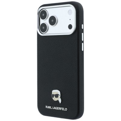 2. Karl Lagerfeld MagSafe-Schutzhülle mit genarbtem Karl-Kopf-Motiv für iPhone 18 Pro / 17 Pro – Schwarz