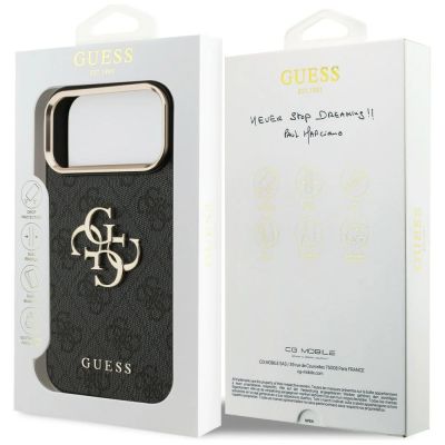 8. Guess 4G Big 4G Classic Logo Hülle für iPhone 17 Pro Max / 18 Pro Max – Schwarz und Gold