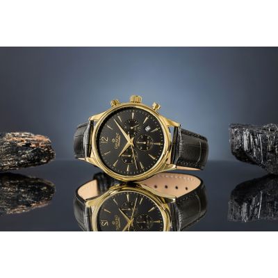 5. Giewont Chronograph Saphir Schwarz und Gold Herrenuhr GW6310-A4