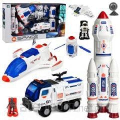Großes Weltraum-Set mit Raumstation, Rakete, Raumfähre, Erkundungsfahrzeug und Astronauten