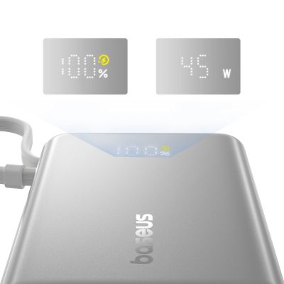 10. Baseus PicoGo 10000mAh 45W Powerbank mit Digitalanzeige und integriertem USB-C-Kabel – Titan