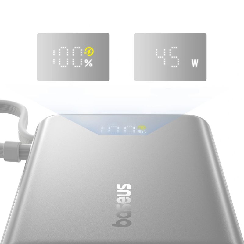 10. Baseus PicoGo 10000mAh 45W Powerbank mit Digitalanzeige und integriertem USB-C-Kabel – Titan