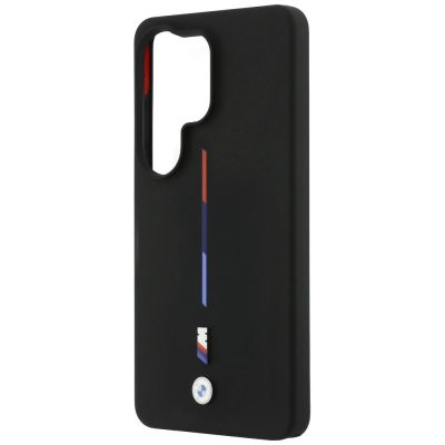 6. BMW M Silikonhülle mit dreifarbiger Linie und MagSafe-Funktion für Samsung Galaxy S26 Ultra – Schwarz