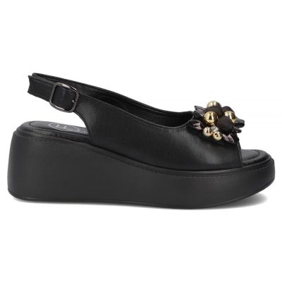 2. Schwarze Keilsandalen aus Leder für Damen, Filippo DS7577