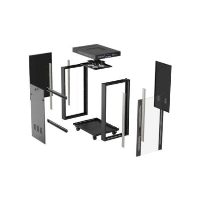 20. LANBERG Standschrank 19" 24U 600x800 Schwarze Glastür LCD (Flatpack) V2