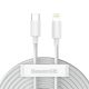 2. Baseus Simple Wisdom Lightning / USB-C Kabel 20W 1,5 m 2 Stück - Weiß