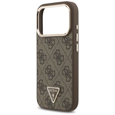 6. Guess 4G Triangle Logo MagSafe Case für iPhone 17 Pro - Braun und Gold