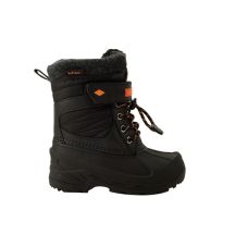 Lee Cooper Kinder-Winterstiefel, schwarze gefütterte Schneestiefel mit Klettverschluss