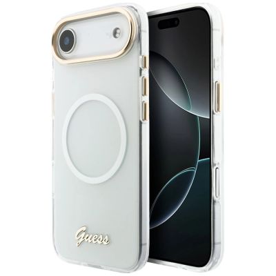 2. Guess IML Gradient Script Metal MagSafe Hülle für iPhone Air - Weiß