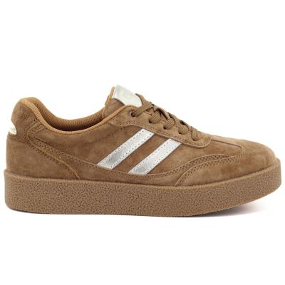 2. Damen-Sneaker aus Leder mit Plateausohle in Kamelbraun, Modell S.Barski LR62-7107
