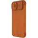 3. Nillkin Qin Leder Pro Hülle iPhone 14 Plus Kamera Cover Holster Cover Flip Case Braun