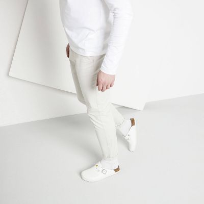 4. Birkenstock Boston ESD White Damen Clogs Naturleder schmale medizinische Hausschuhe (0061378)
