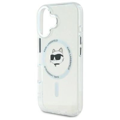 6. Karl Lagerfeld IML Metal Choupette Head MagSafe Hülle für iPhone 16 Plus – weiß