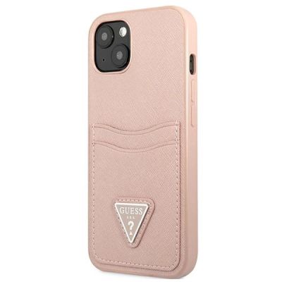 2. Guess GUHCP13MPSATPP iPhone 13 6.1 "rosa / rosa Hardcase SaffianoTriangle Logo Cardslot