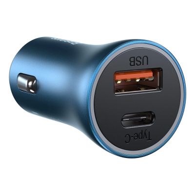 3. Baseus Golden Contactor Pro Quick Charger Auto Ladegerät USB Typ C / USB 40 W Power Delivery 3.0 Quick Charge 4+ SCP FCP AFC + USB Typ C - Lightning Kabel blau (TZCCJD-03)