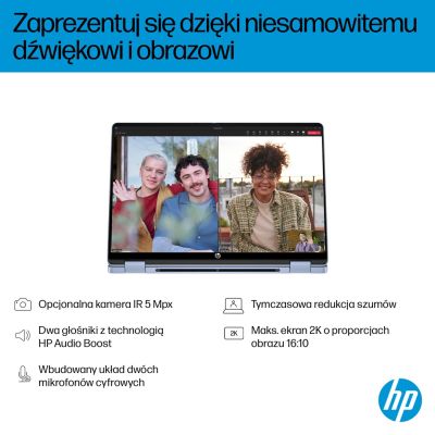 7. HP OmniBook 5 Flip 14-fp0004nw Core 5 120U 14" 2K Touch IPS 300 Nits 16 GB LPDDR5 5200 SSD512 Intel Grafikkamera 1080p 68 Wh Windows 11 Blue Sky 2 Jahre