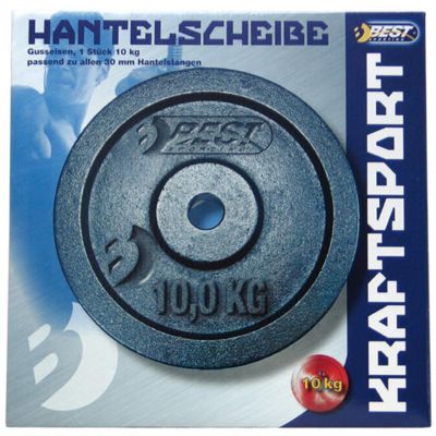 8. SCHWARZES GUSSEISENGEWICHT 10 KG BEST SPORTING Durchmesser 30 mm