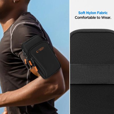 11. Tech-Protect M7 Universal Sportarmbandhülle - Schwarz und Orange