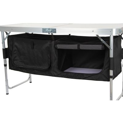 5. Klappbarer Campingtisch 120 x 47 x 70/62/54 cm mit Kleiderschrank 33 x 30 x 36 cm